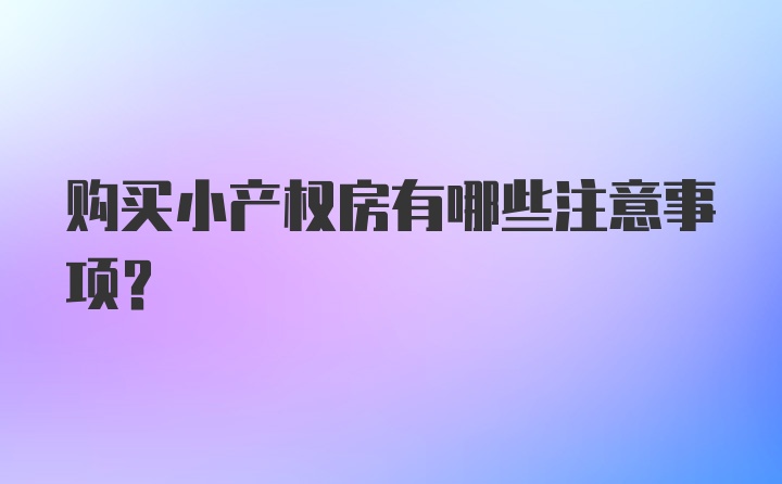 购买小产权房有哪些注意事项？