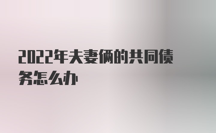 2022年夫妻俩的共同债务怎么办