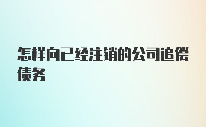 怎样向已经注销的公司追偿债务