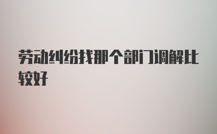 劳动纠纷找那个部门调解比较好