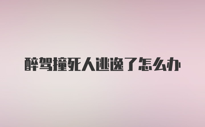 醉驾撞死人逃逸了怎么办