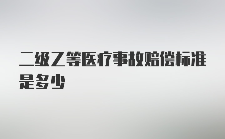 二级乙等医疗事故赔偿标准是多少