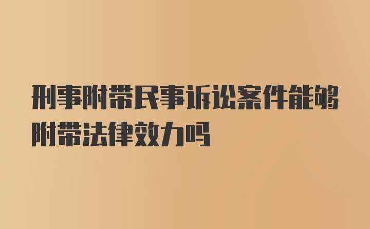 刑事附带民事诉讼案件能够附带法律效力吗