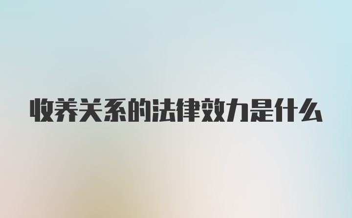 收养关系的法律效力是什么