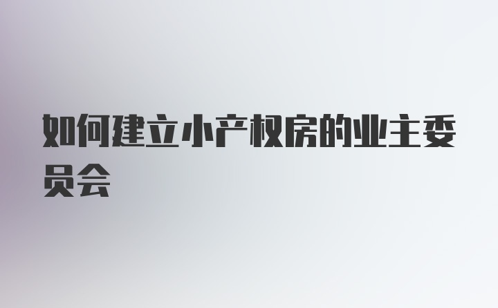 如何建立小产权房的业主委员会