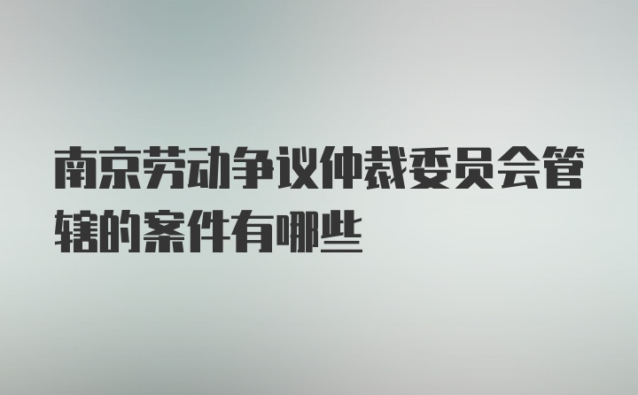 南京劳动争议仲裁委员会管辖的案件有哪些