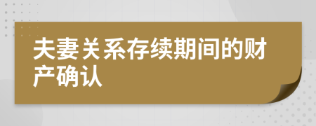夫妻關系存續(xù)期間的財產確認