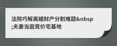 法院巧解離婚財(cái)產(chǎn)分割難題&nbsp;夫妻當(dāng)庭競(jìng)價(jià)宅基地