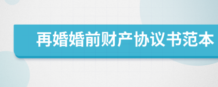 再婚婚前財產(chǎn)協(xié)議書范本