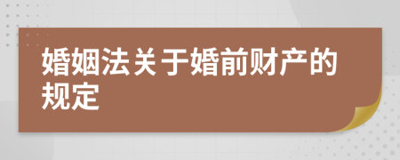 婚姻法關(guān)于婚前財產(chǎn)的規(guī)定