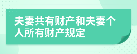 夫妻共有財(cái)產(chǎn)和夫妻個(gè)人所有財(cái)產(chǎn)規(guī)定