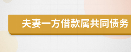 夫妻一方借款屬共同債務(wù)