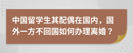 中國留學生其配偶在國內，國外一方不回國如何辦理離婚？