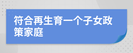 符合再生育一個(gè)子女政策家庭