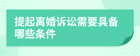 提起離婚訴訟需要具備哪些條件
