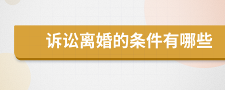 訴訟離婚的條件有哪些