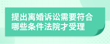 提出離婚訴訟需要符合哪些條件法院才受理