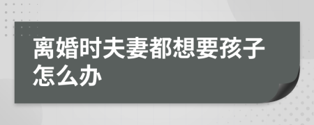 離婚時夫妻都想要孩子怎么辦