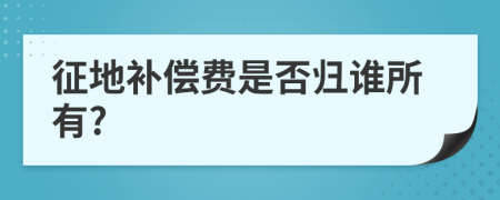 征地補(bǔ)償費(fèi)是否歸誰(shuí)所有?