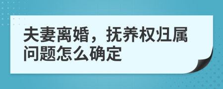 夫妻離婚，撫養(yǎng)權(quán)歸屬問題怎么確定