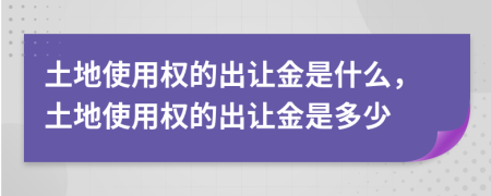 土地使用權(quán)的出讓金是什么，土地使用權(quán)的出讓金是多少