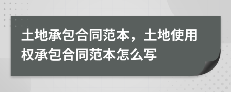 土地承包合同范本，土地使用權(quán)承包合同范本怎么寫(xiě)