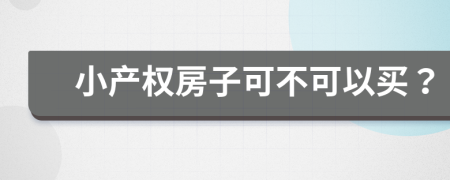小產(chǎn)權(quán)房子可不可以買？