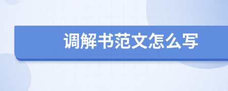 調(diào)解書范文怎么寫