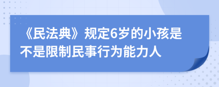 《民法典》規(guī)定6歲的小孩是不是限制民事行為能力人