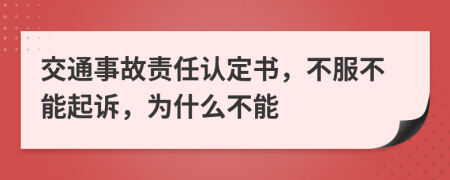交通事故責(zé)任認(rèn)定書，不服不能起訴，為什么不能