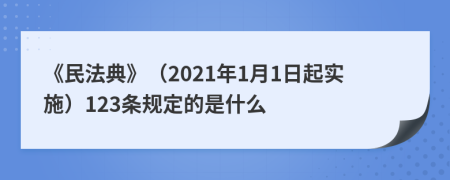 《民法典》（2021年1月1日起實(shí)施）123條規(guī)定的是什么