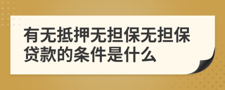 有無抵押無擔保無擔保貸款的條件是什么