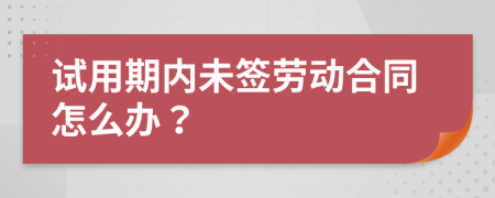 試用期內(nèi)未簽勞動合同怎么辦？