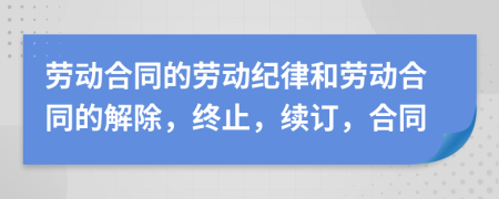 勞動合同的勞動紀(jì)律和勞動合同的解除，終止，續(xù)訂，合同