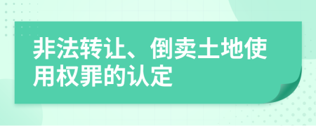 非法轉(zhuǎn)讓、倒賣土地使用權(quán)罪的認(rèn)定