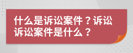 什么是訴訟案件？訴訟訴訟案件是什么？