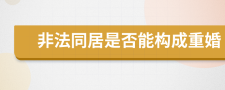 非法同居是否能構(gòu)成重婚