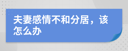 夫妻感情不和分居，該怎么辦