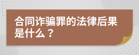 合同詐騙罪的法律后果是什么？