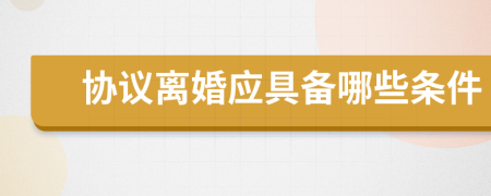 協(xié)議離婚應(yīng)具備哪些條件