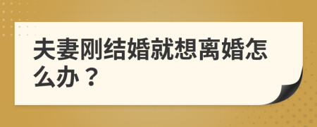 夫妻剛結(jié)婚就想離婚怎么辦？