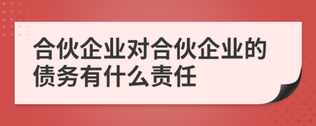 合伙企業(yè)對合伙企業(yè)的債務有什么責任