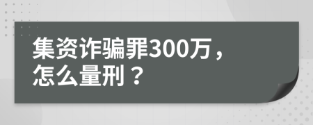 集資詐騙罪300萬，怎么量刑？
