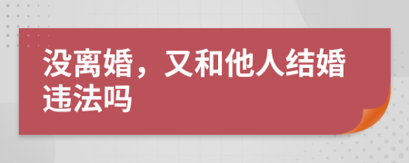 沒離婚，又和他人結(jié)婚違法嗎