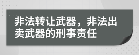 非法轉(zhuǎn)讓武器，非法出賣武器的刑事責任