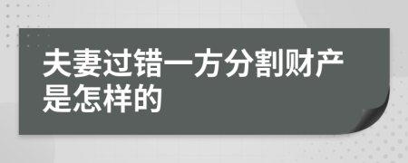 夫妻過(guò)錯(cuò)一方分割財(cái)產(chǎn)是怎樣的