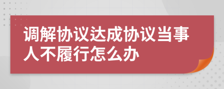 調(diào)解協(xié)議達(dá)成協(xié)議當(dāng)事人不履行怎么辦