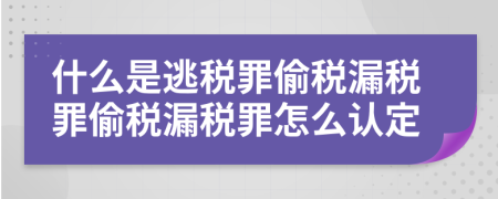 什么是逃稅罪偷稅漏稅罪偷稅漏稅罪怎么認定
