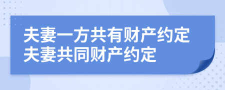 夫妻一方共有財產約定夫妻共同財產約定