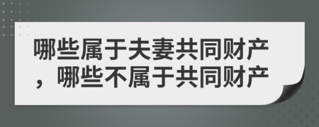 哪些屬于夫妻共同財(cái)產(chǎn)，哪些不屬于共同財(cái)產(chǎn)